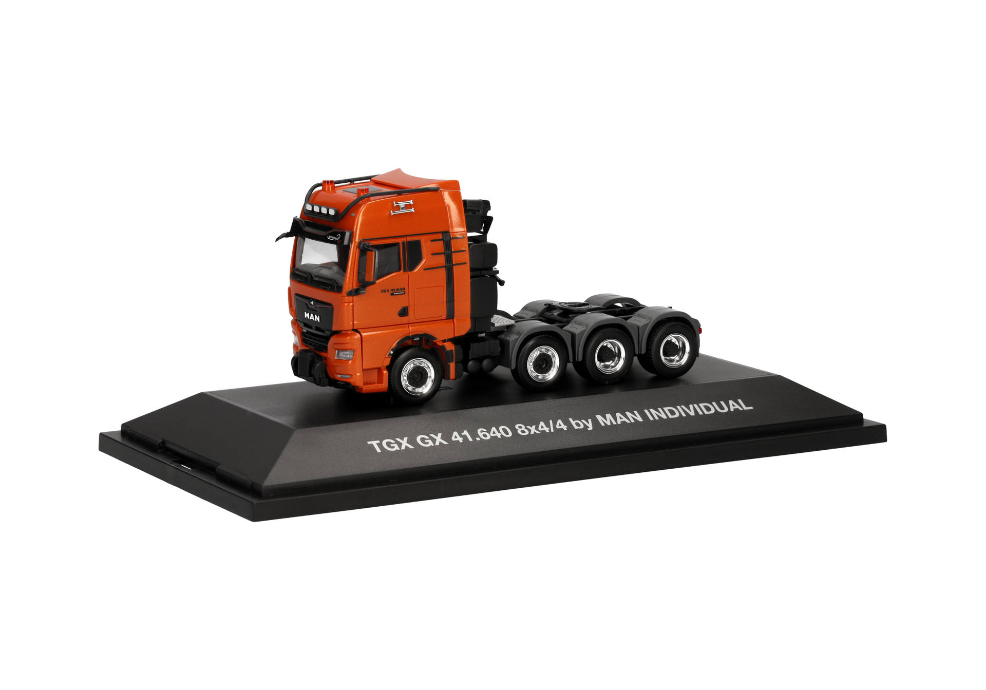 model, truck, scale model, orange cab, six-wheeled, truck, model, orange, semi-trailer, scale model