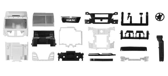 Driver's cabin MAN TGX XL Euro 6 with side skirting and roof spoiler Content: 2 pcs.