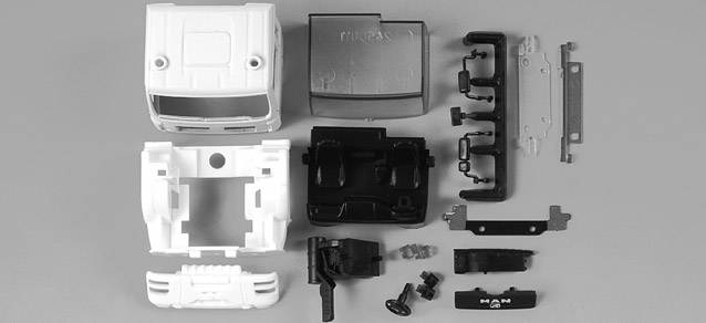 MAN TGA driver's cabin with flashing lights (incl. rear-view mirror)Inhalt: 2 Stück