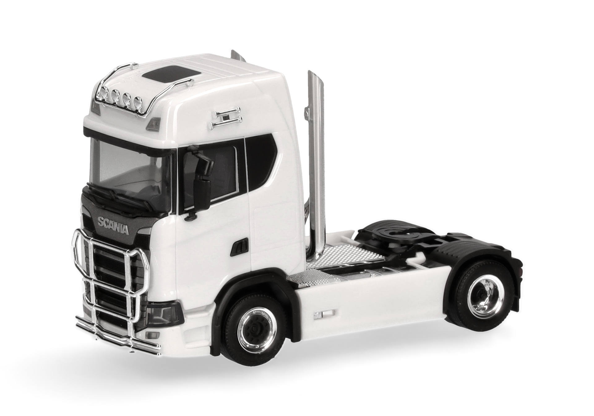 Scania CS 20 high roof rigid tractor with lamp bar and protection bar 2axles, white