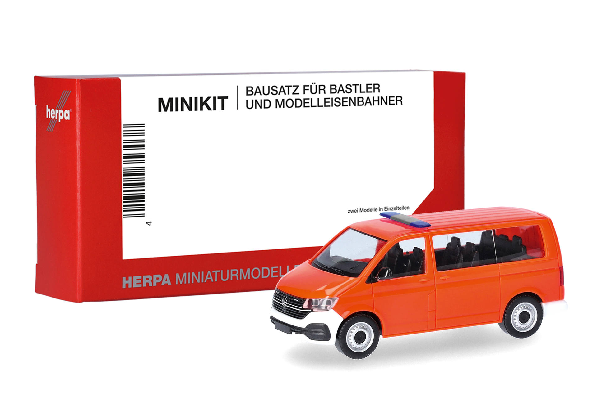 Herpa MiniKit: Volkswagen (VW) T6.1 Bus bus (rear flap closed), daylight red (1 piece)