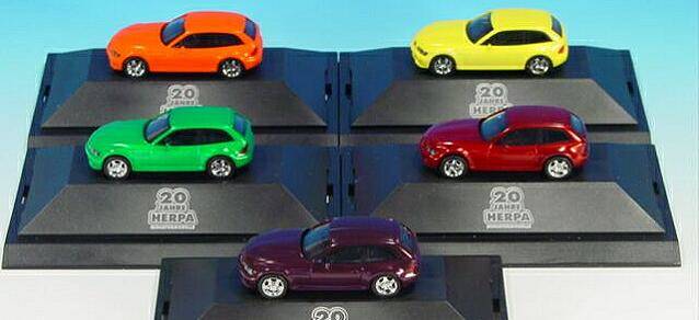 BMW Z3-Set "rainbow colours" consisting of 5 miniatures