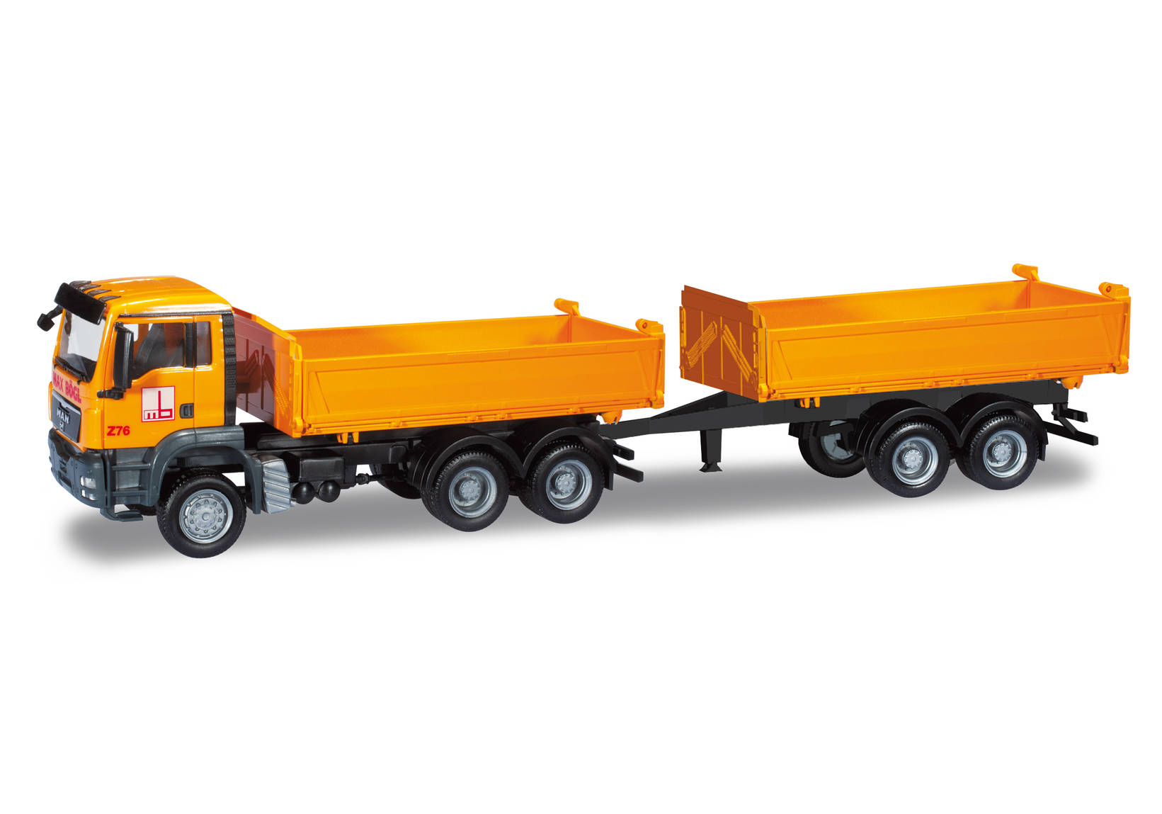 MAN TGS M tandem dump truck with trailer „Max Bögl“