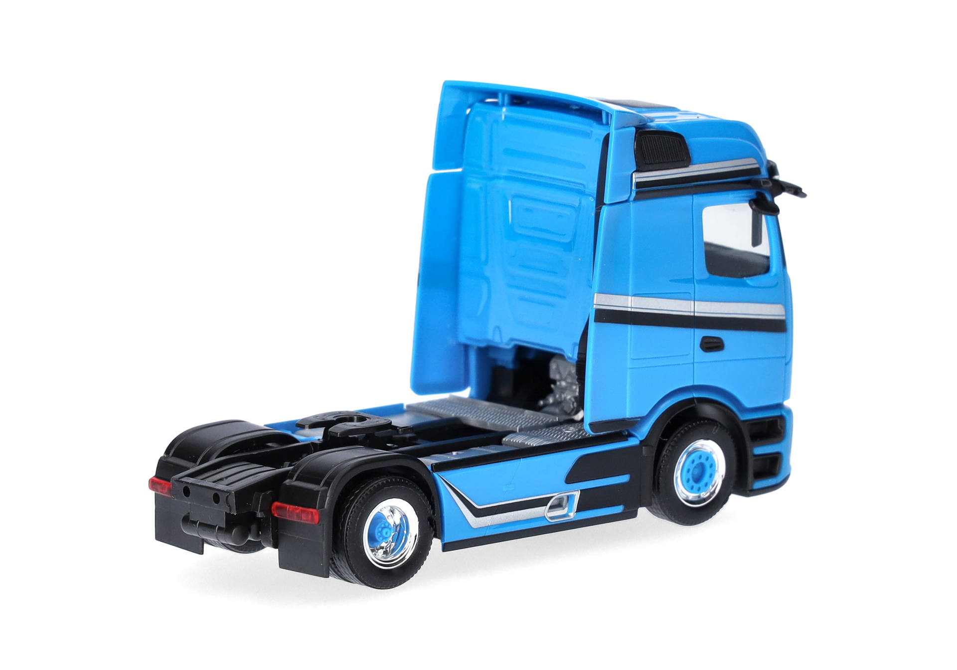 toy truck, truck model, blue color, tractor unit, vehicle chassis
