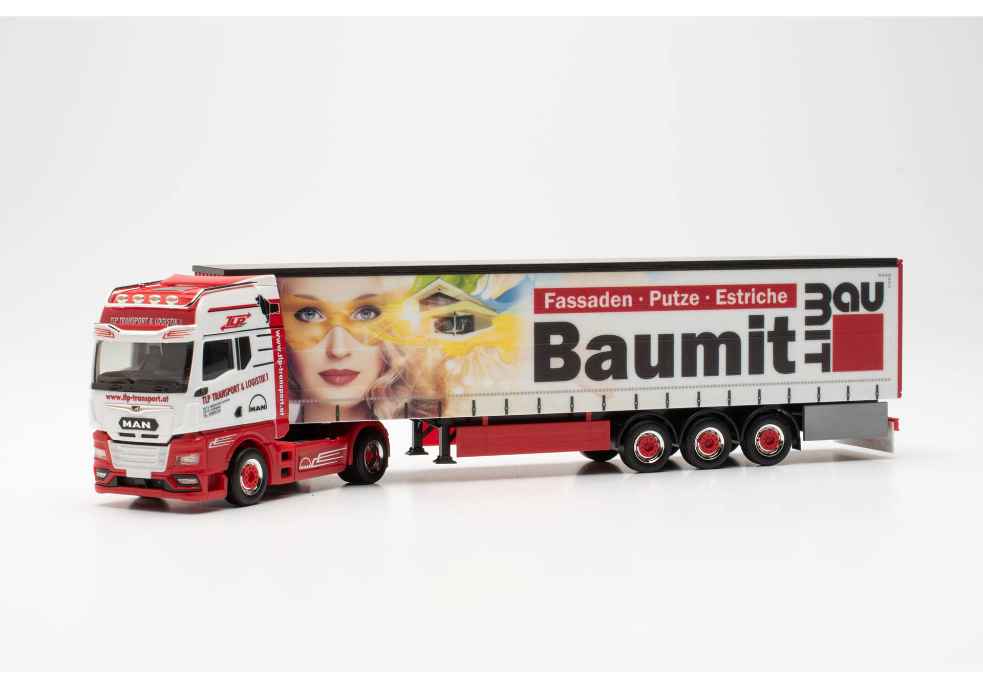 MAN TGX GX curtain canvas semitrailer "TLP/baumit" (Austria/Aspang)