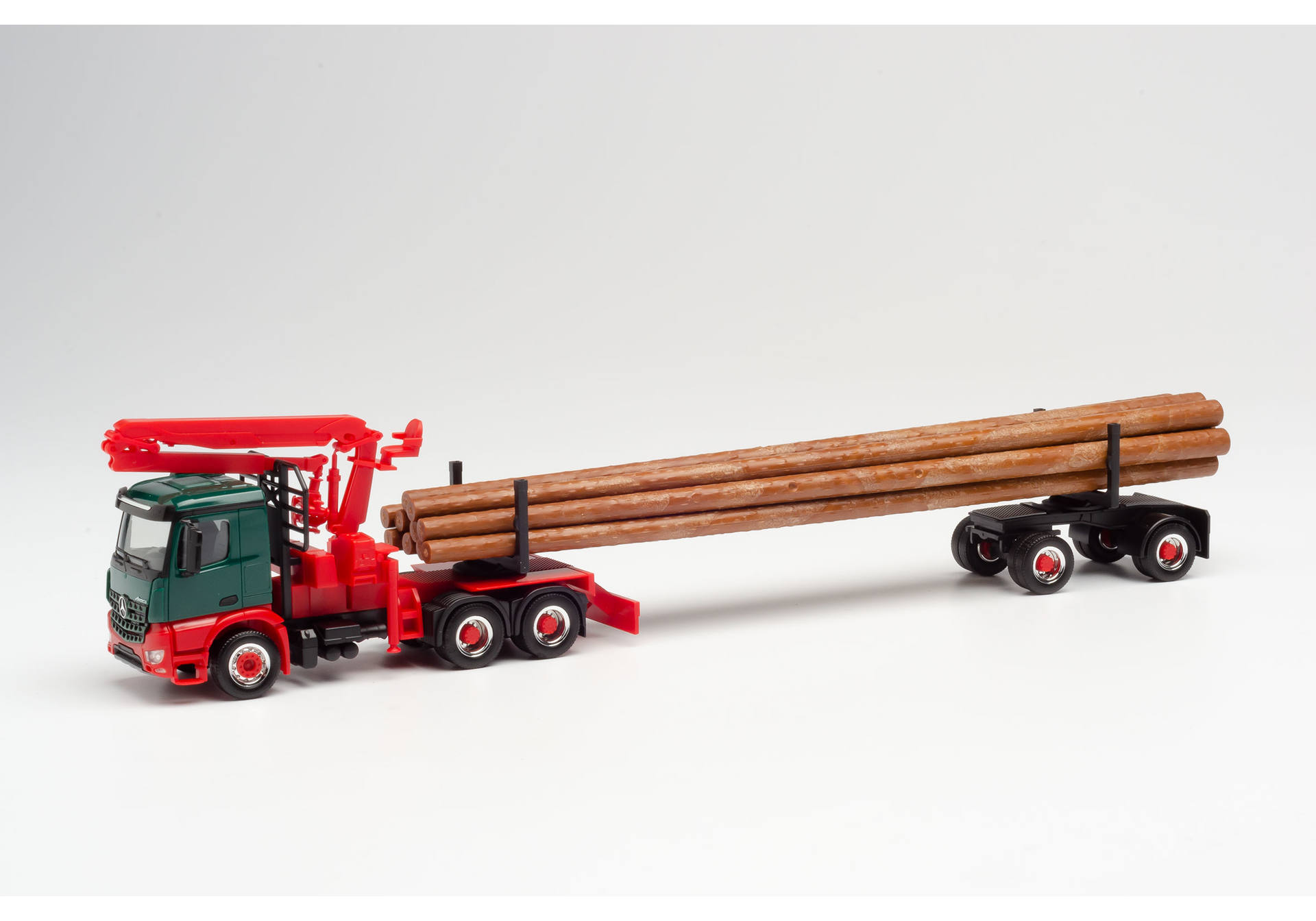 Mercedes-Benz Arocs M Doll Langholztransporter, grün/rot