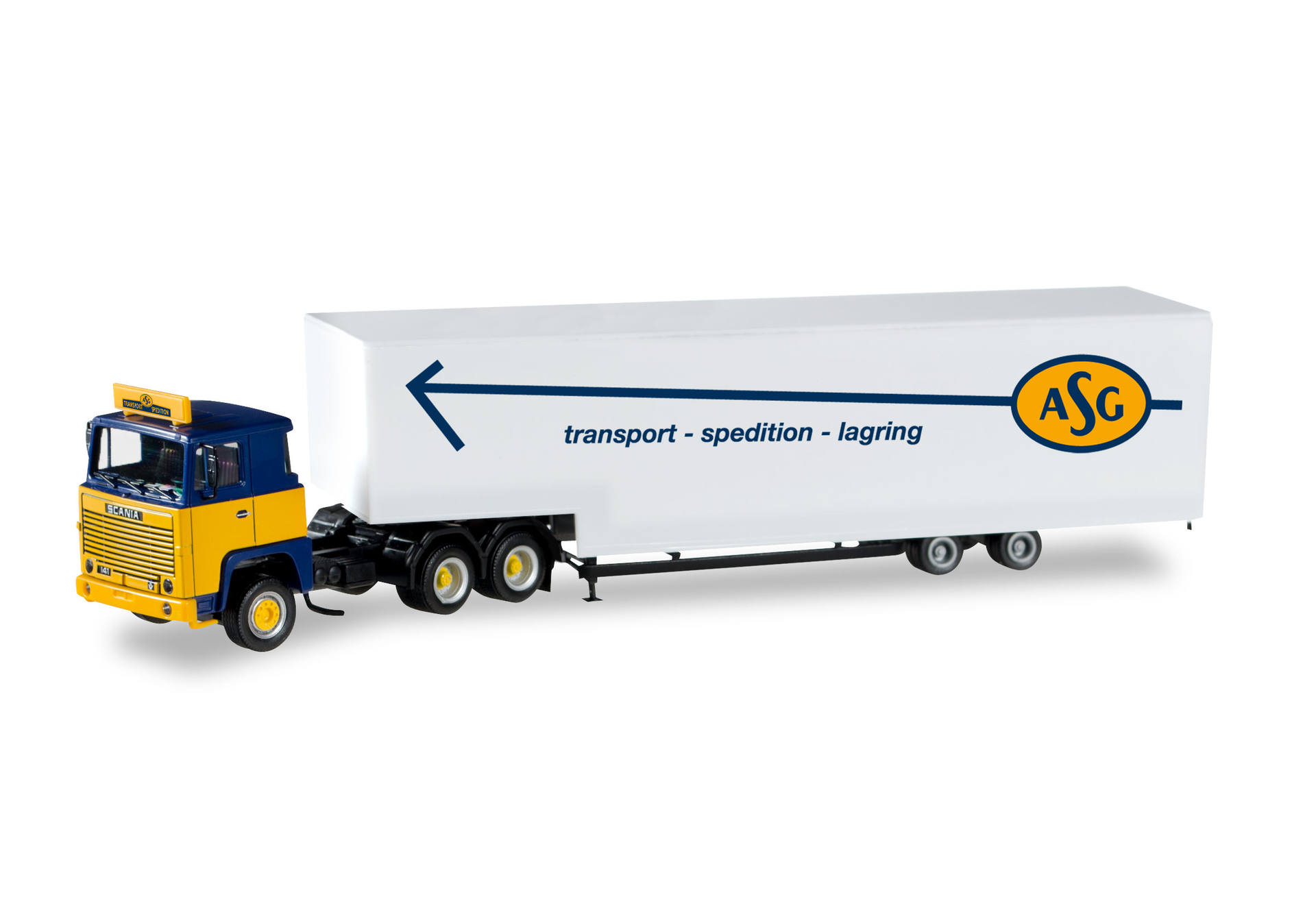 Scania 141 Jumbokoffer-Sattelzug "ASG" (S)