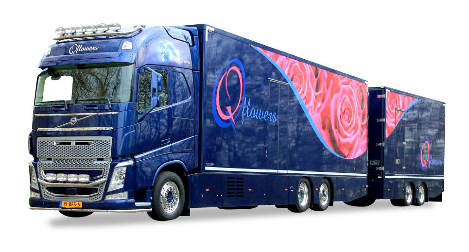 Volvo FH 16 Gl. XL Koffer-Hängerzug "Qflowers"