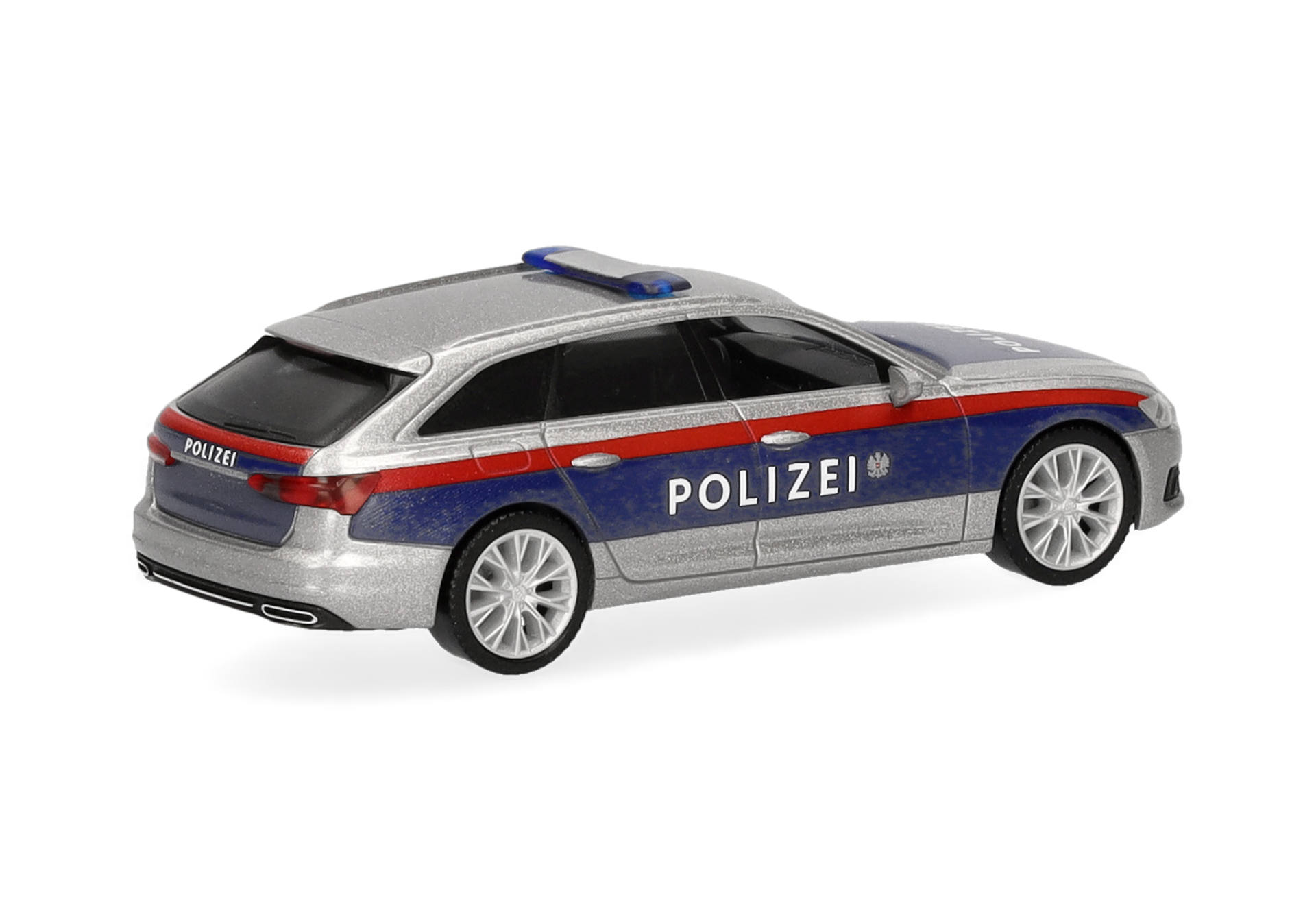 police car, diecast model, sedan, silver blue, blue stripe