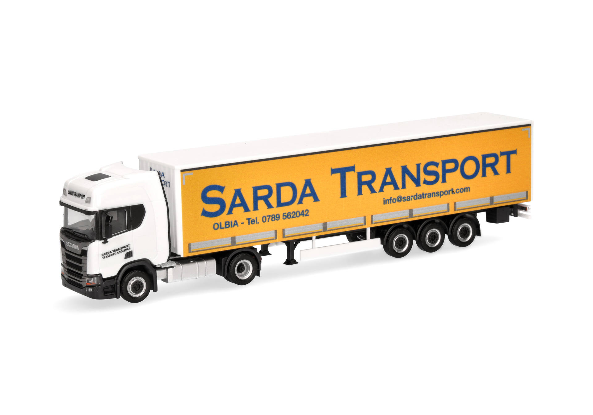 Scania CR 20 HD curtain canvas semitrailer "SARDA TRANSPORT" (Italy)