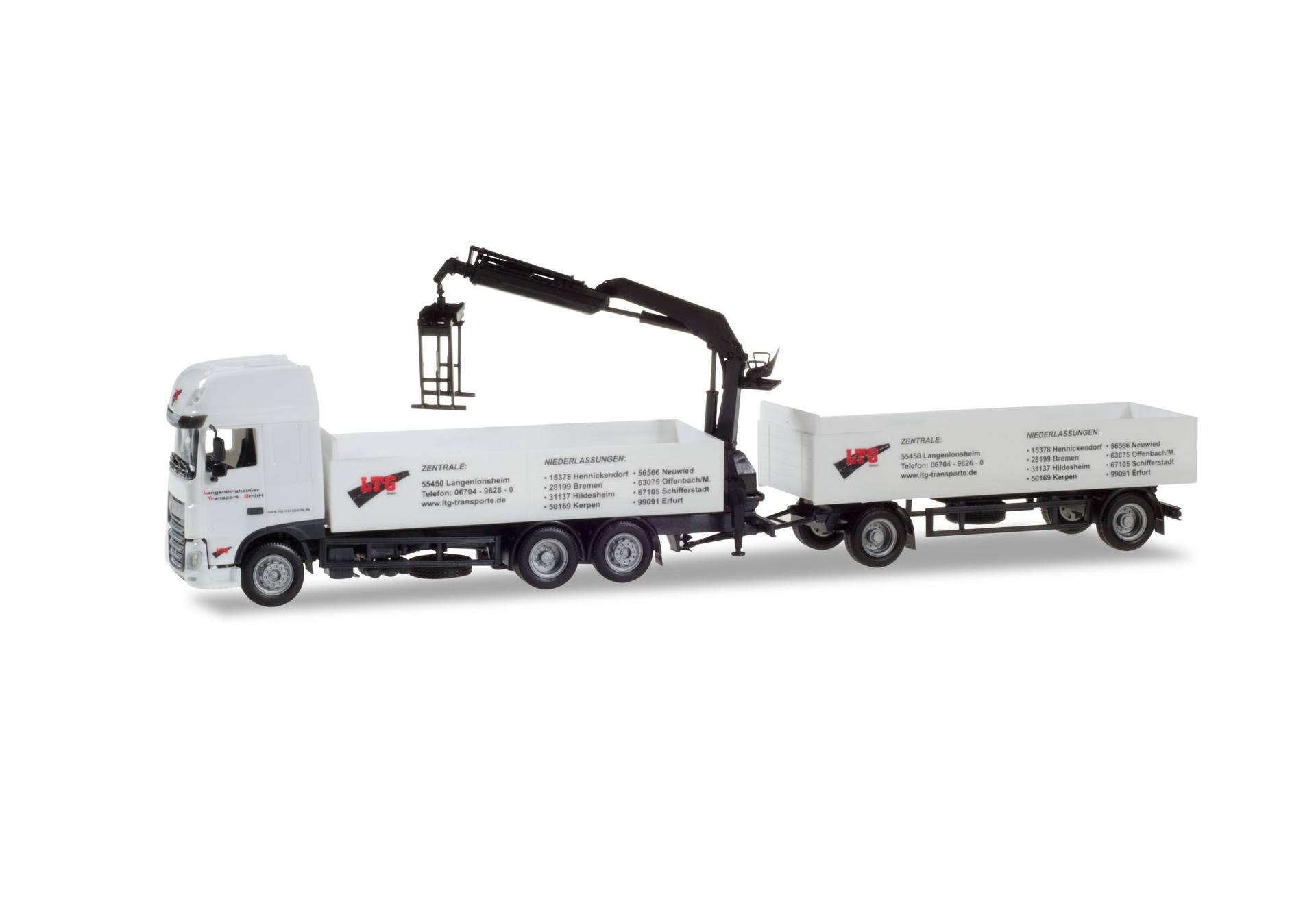 DAF XF SC E6c Baustoff-Hängerzug mit Ladekran und Greifer "LTG"