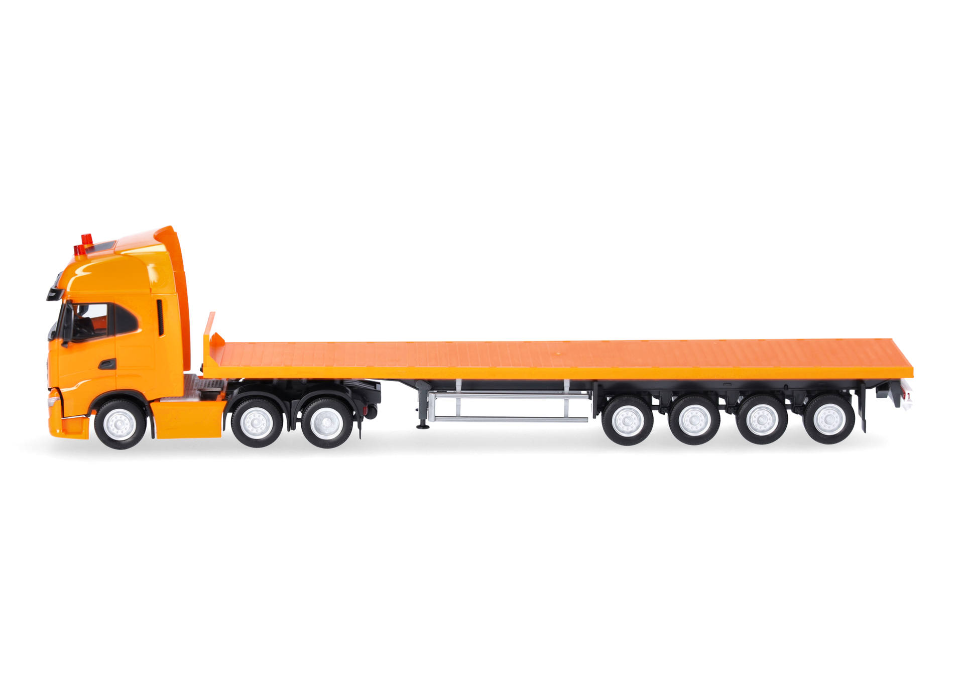 Iveco S-Way 6x2 flat bed semitrailer truck, municipal orange