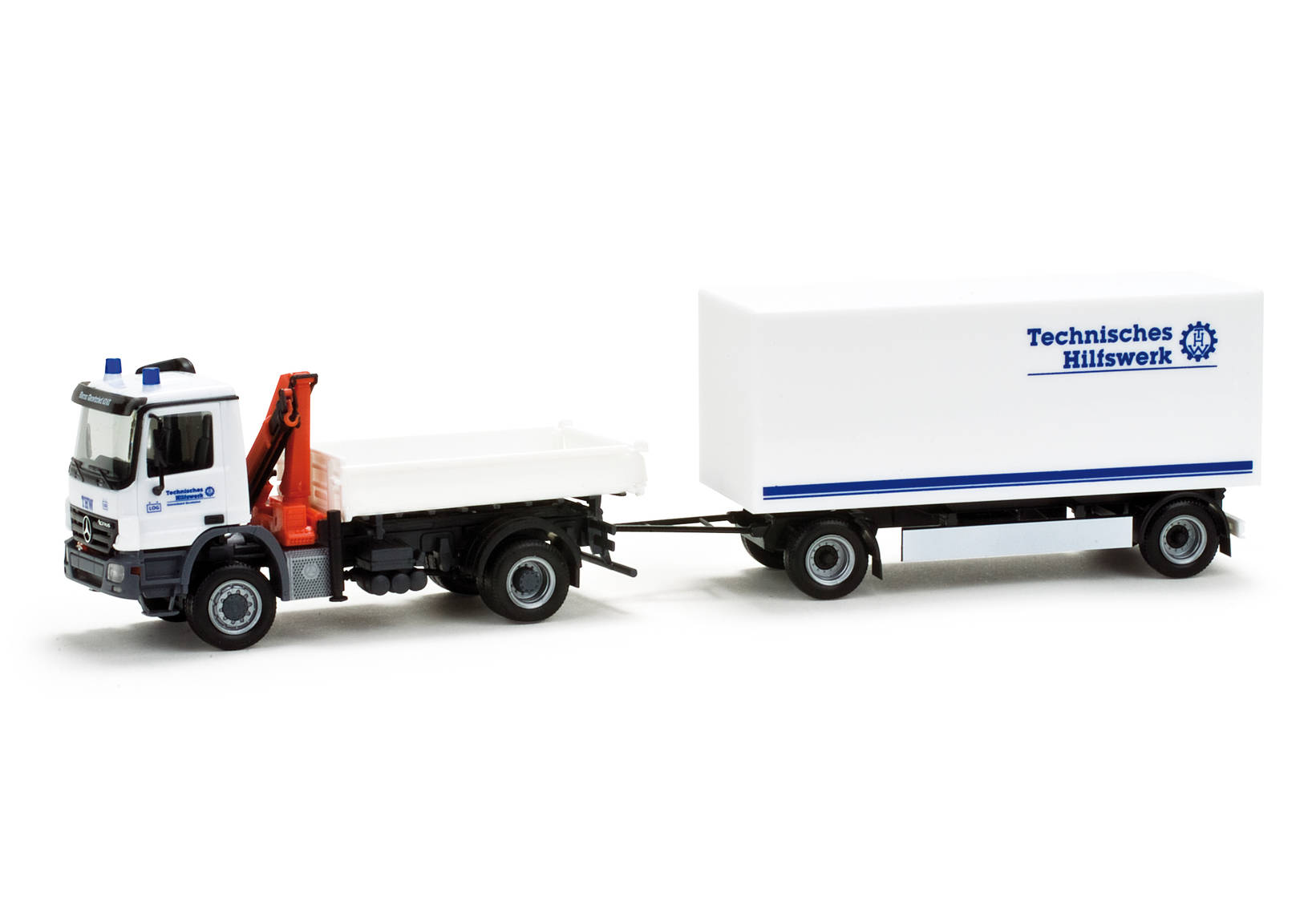 Mercedes-Benz Actros S Allradkipper mit Ladekran und Koffer-Anhänger "THW"