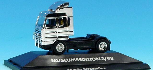 Scania 143 Streamline tractor, chrome plated Herpa Museum Edition