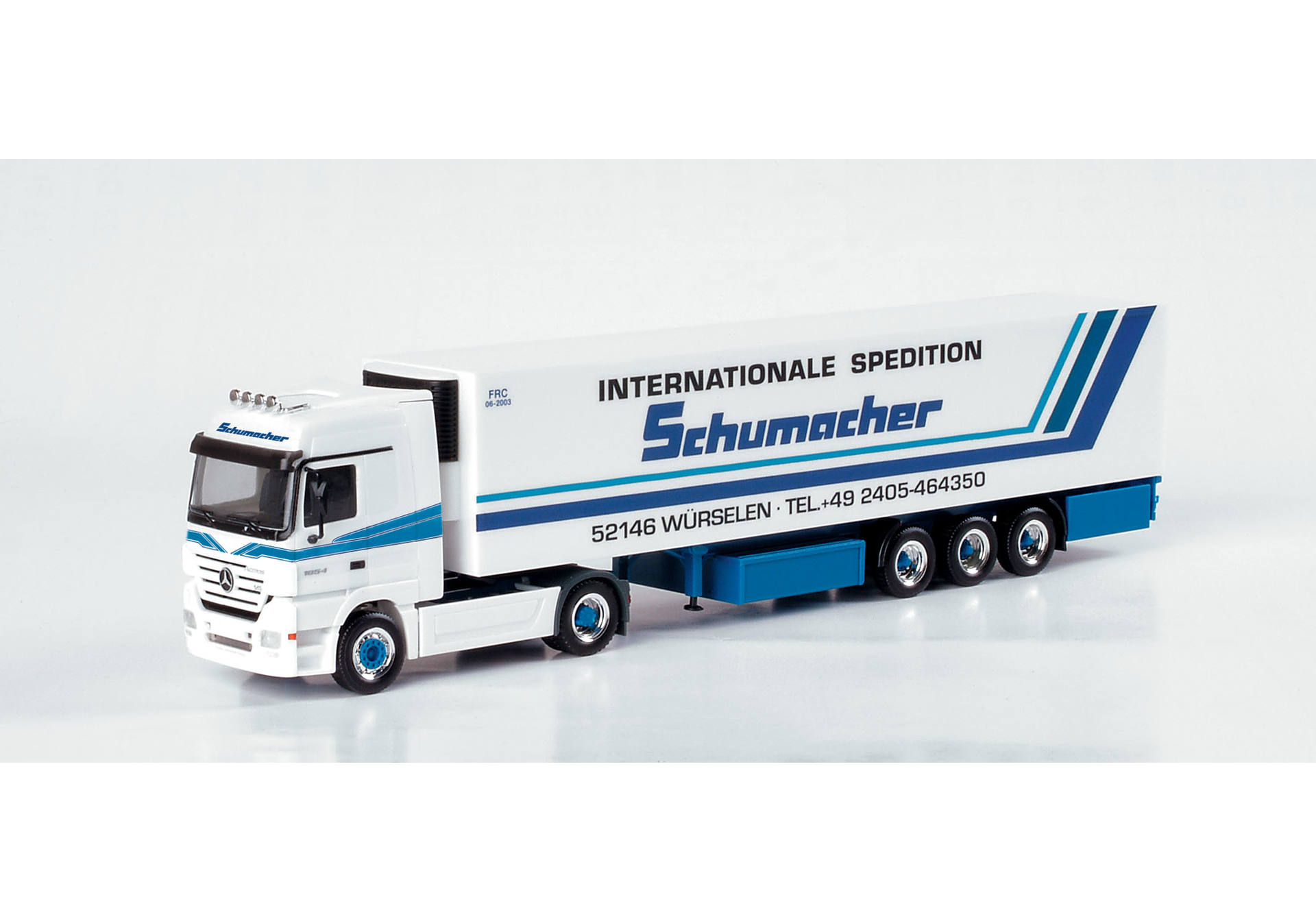 Mercedes-Benz Actros LH '02 refrigerated box semitrailer "Schumacher"