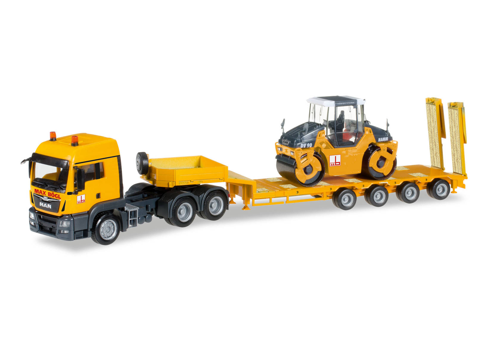 MAN TGS LX low boy semitrailer with Hamm tadem roller DV 90 "Max Bögl"