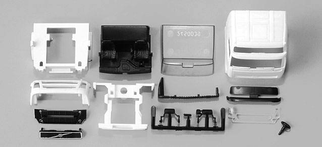 Volvo FH GL '02 driver's cabin with sun shield (incl. rear-view mirror)Content: 2 pcs.