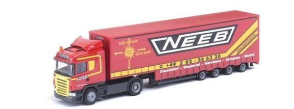 Scania R '04 HL (R420) Jumbogardinenplanen saddle train with Meusburger winner 2A/4A