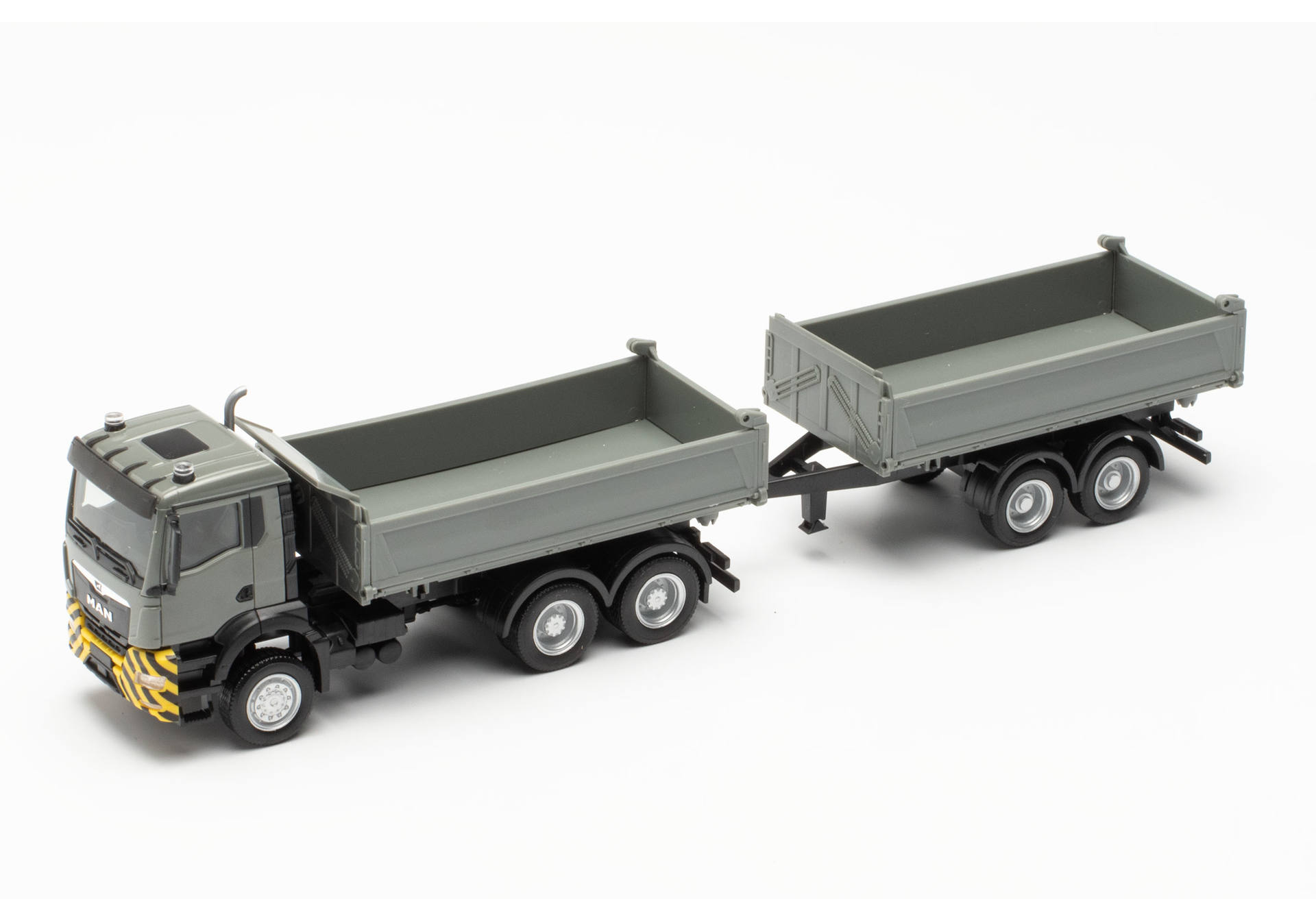 MAN TGS NN dump trailer truck, grey/yellow