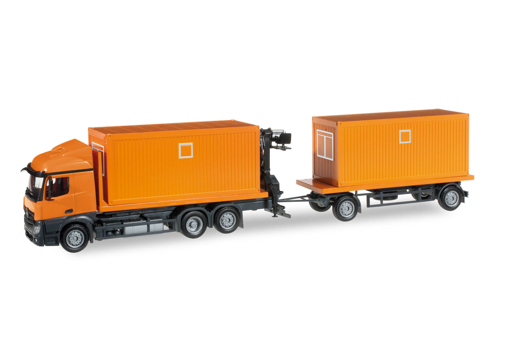 Mercedes-Benz Actros Streamspace 2.3 stake trailer with 2 building site container