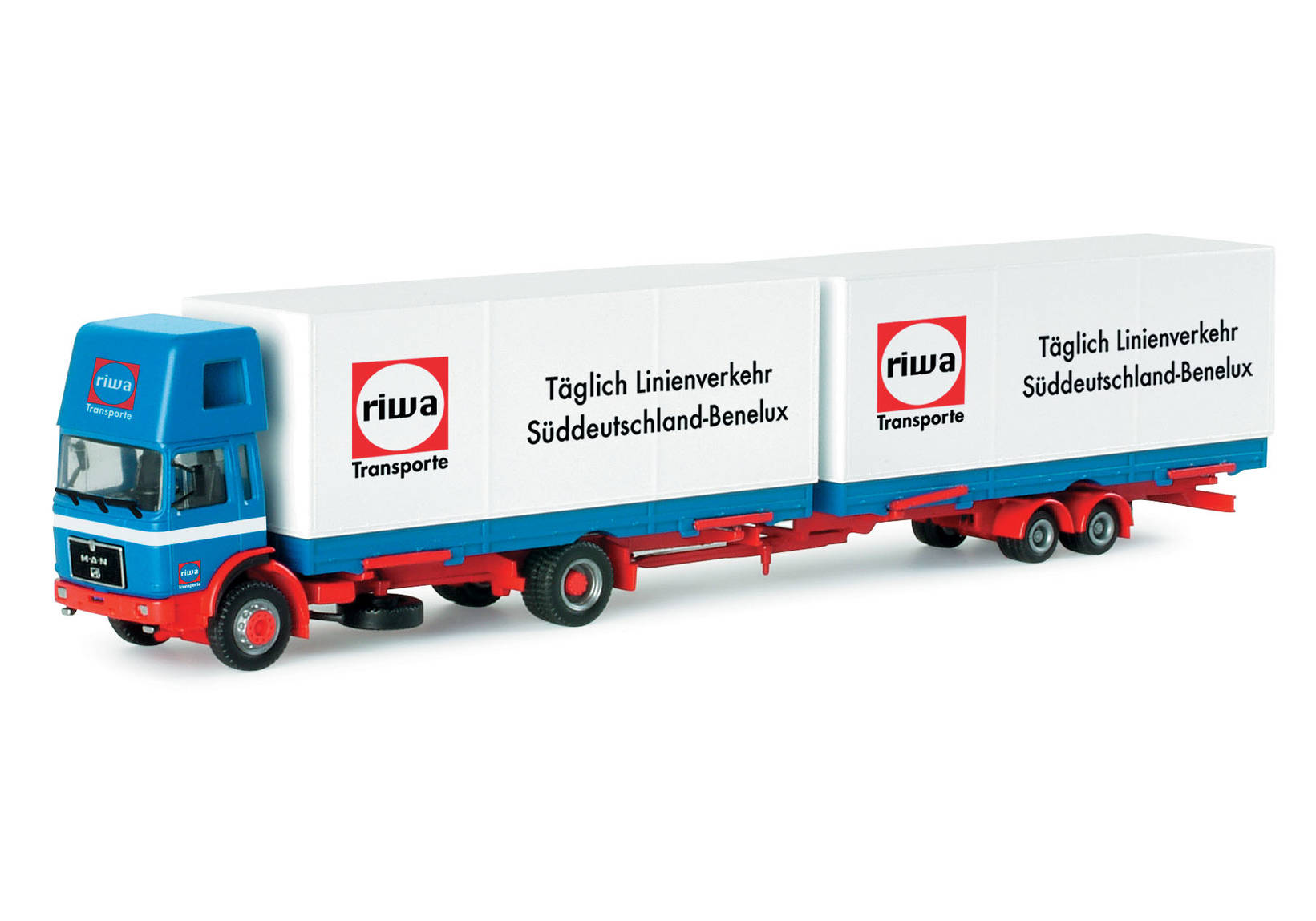 MAN F8 Jumboplanen-Tandem-Hängerzug "Riwatrans"