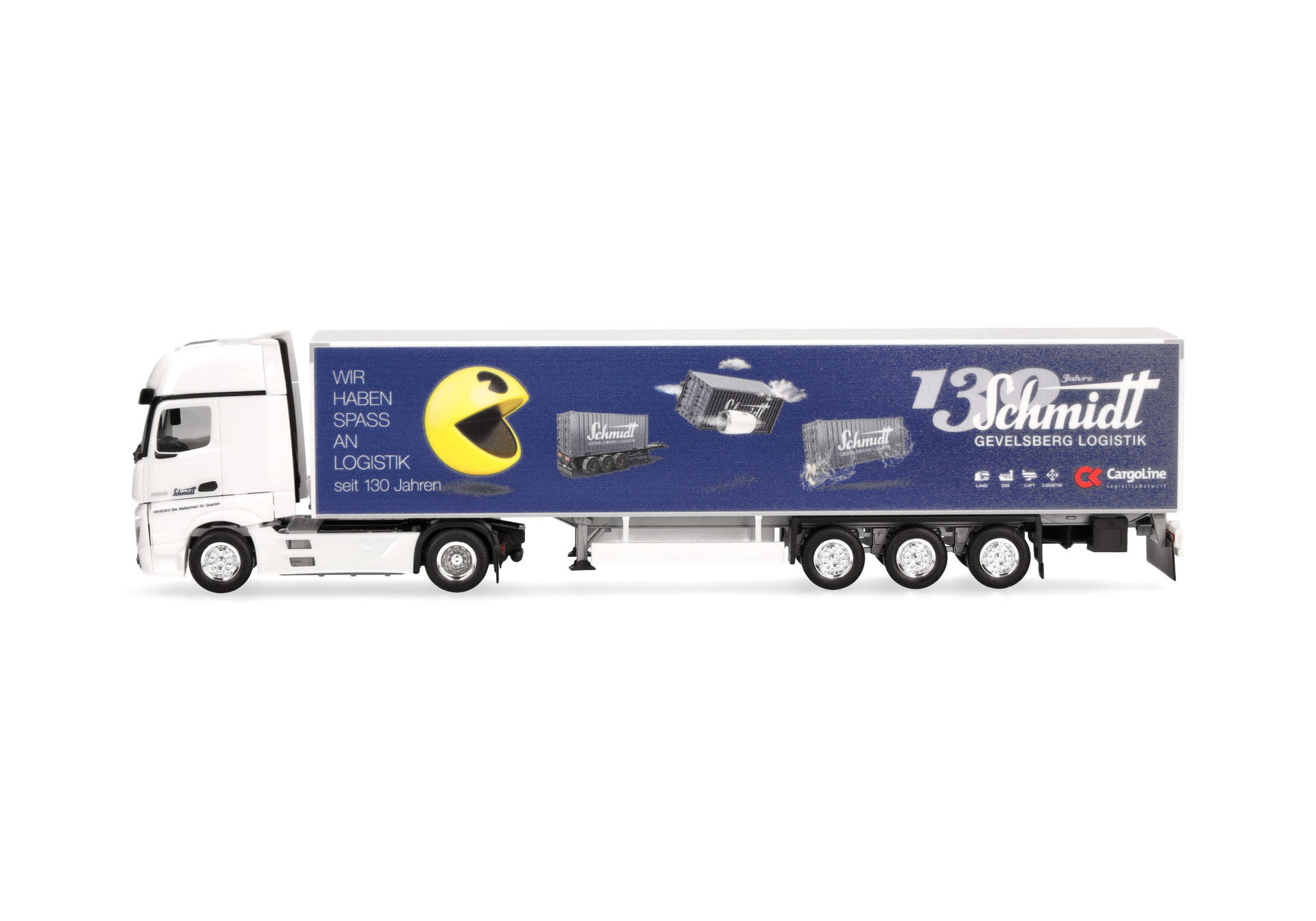 truck, trailer, blue, logo, Schmidt trailer