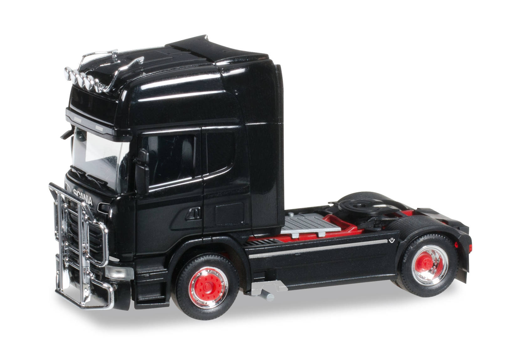 Scania R 2013 TL rigid tractor equipped with fender and light bar, black