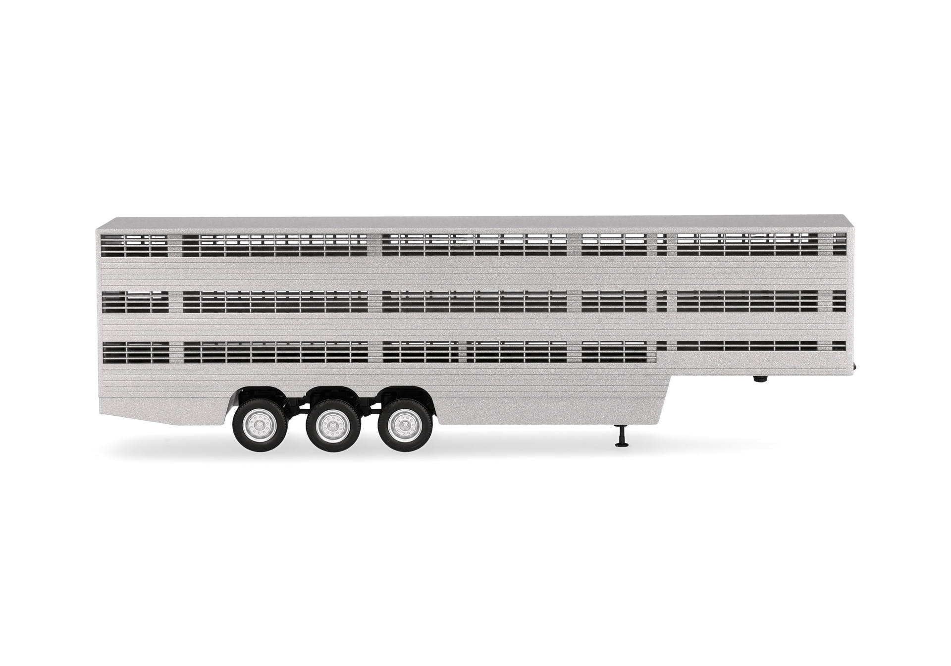 livestock trailer, trailer, aluminum, silver, three-axle