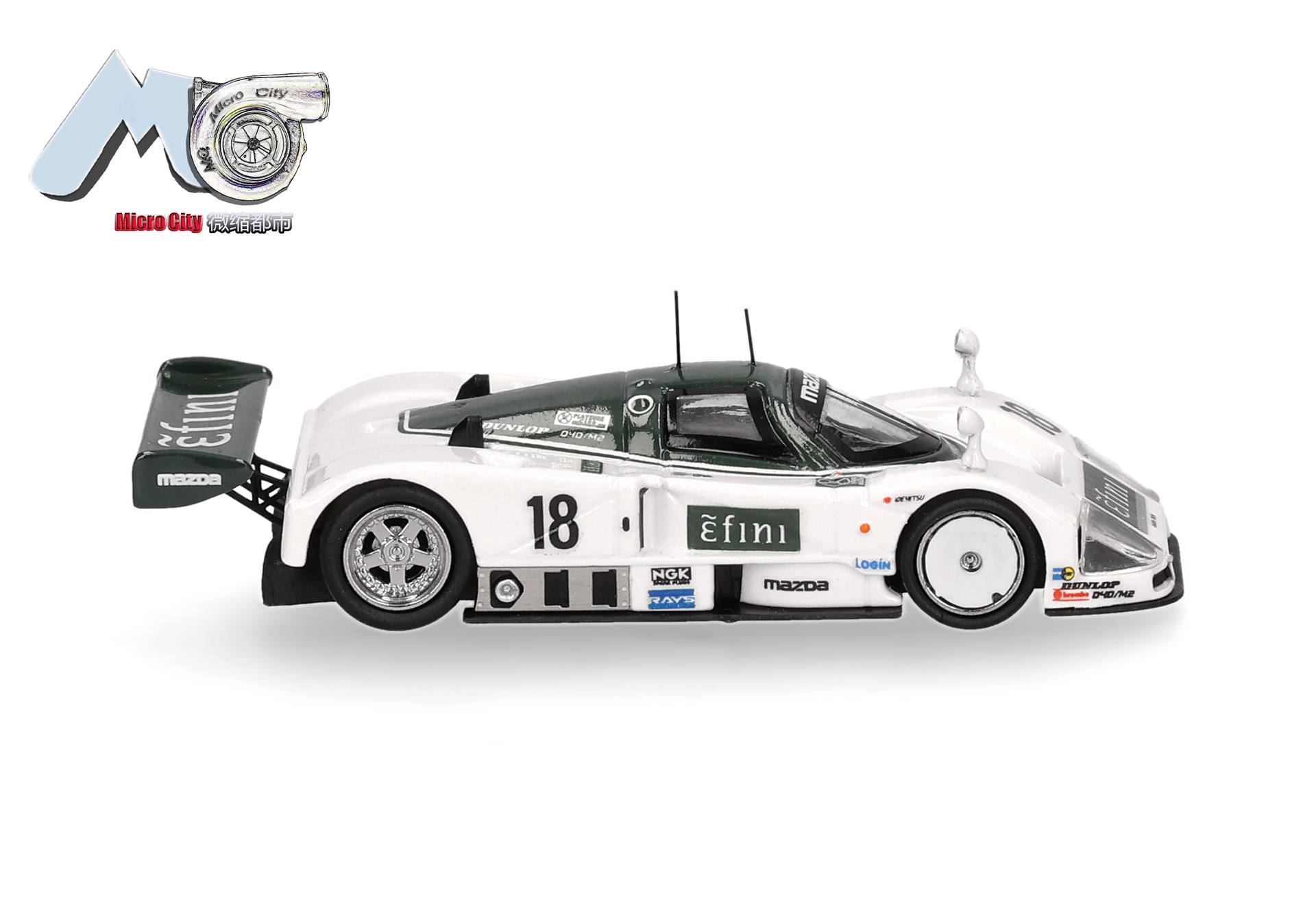 RC car, White race car, Racing decal, Mazda (style), Number 18