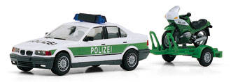BMW 325i mit Motorradanhänger u. BMW RS 1100, Polizei