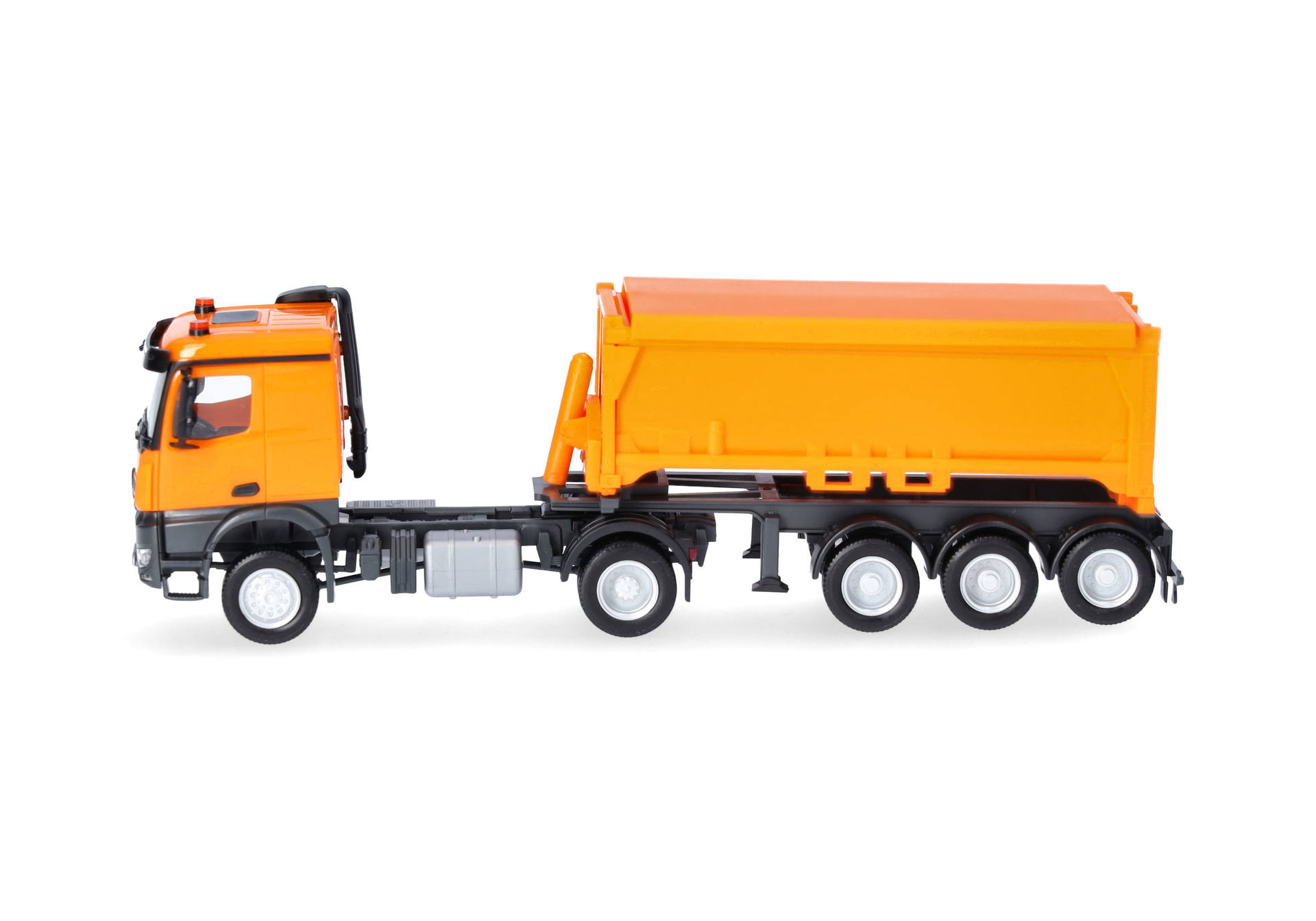 Mercedes-Benz Arocs Classicspace excavated material container semitrailer truck, municipal orange