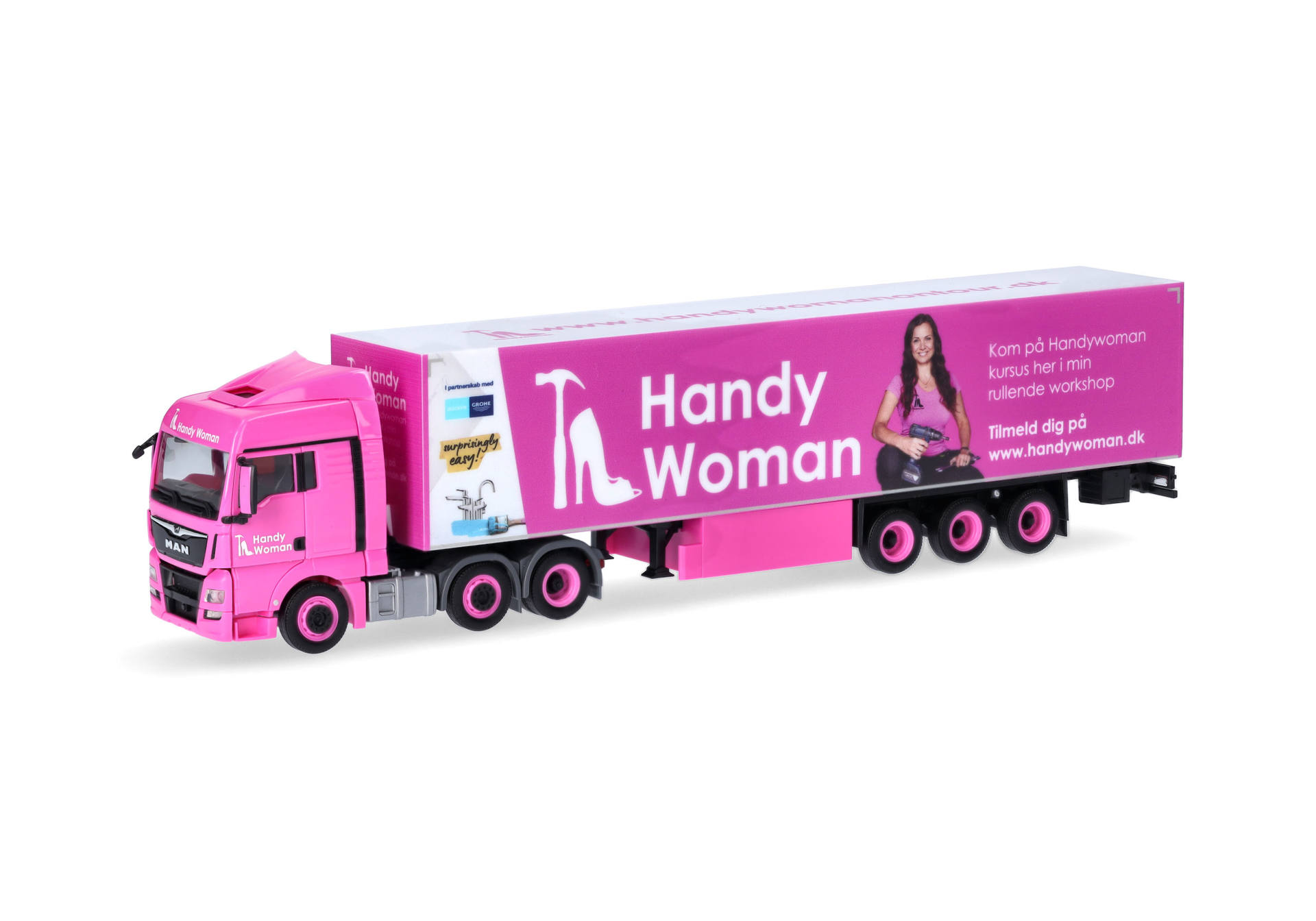 MAN TGX XLX E6 box semitrailer "MAN Truck & bus SE/Handy Woman"