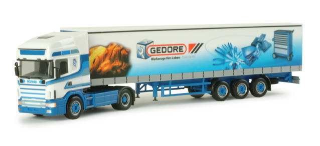 Scania 164 curtain canvas semitrailer "Gedore"