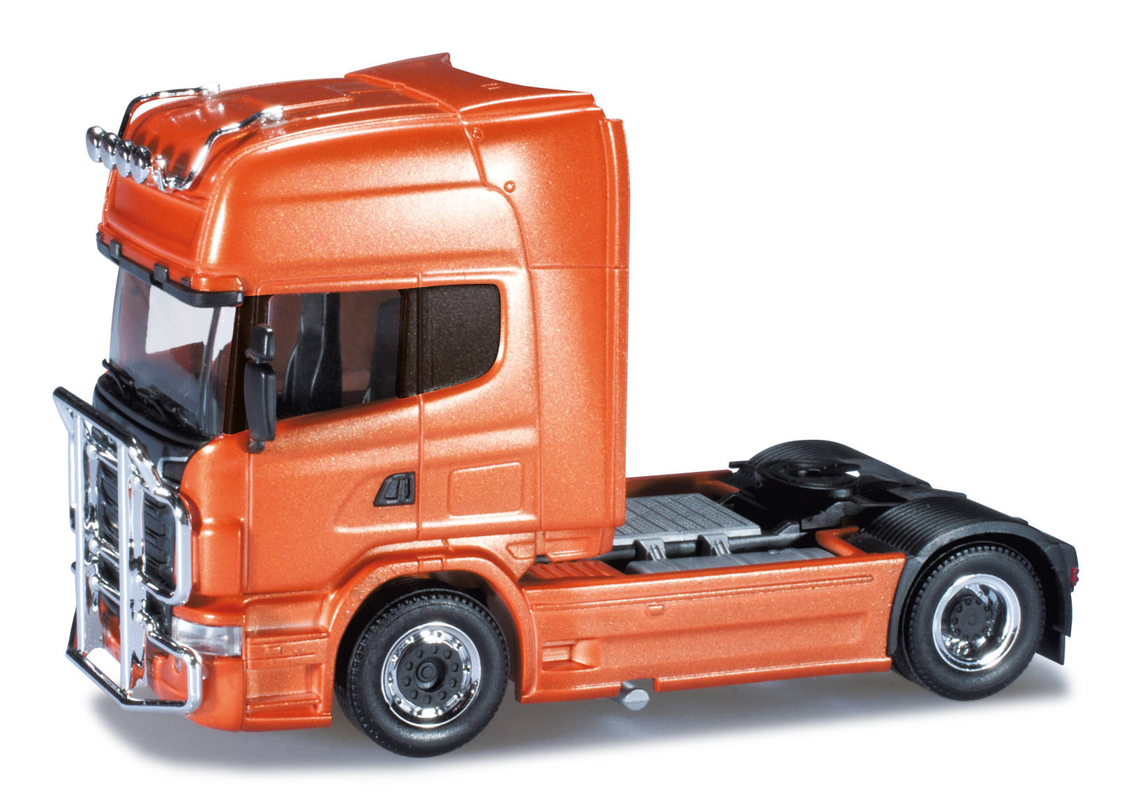 Scania R TL rigrid tractor with accessories, orange metallic