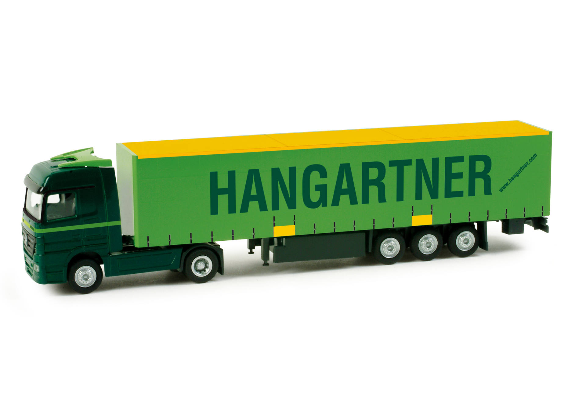 Mercedes-Benz Actros LH 02 curtain canvas semitrailer "Hangartner" (CH)