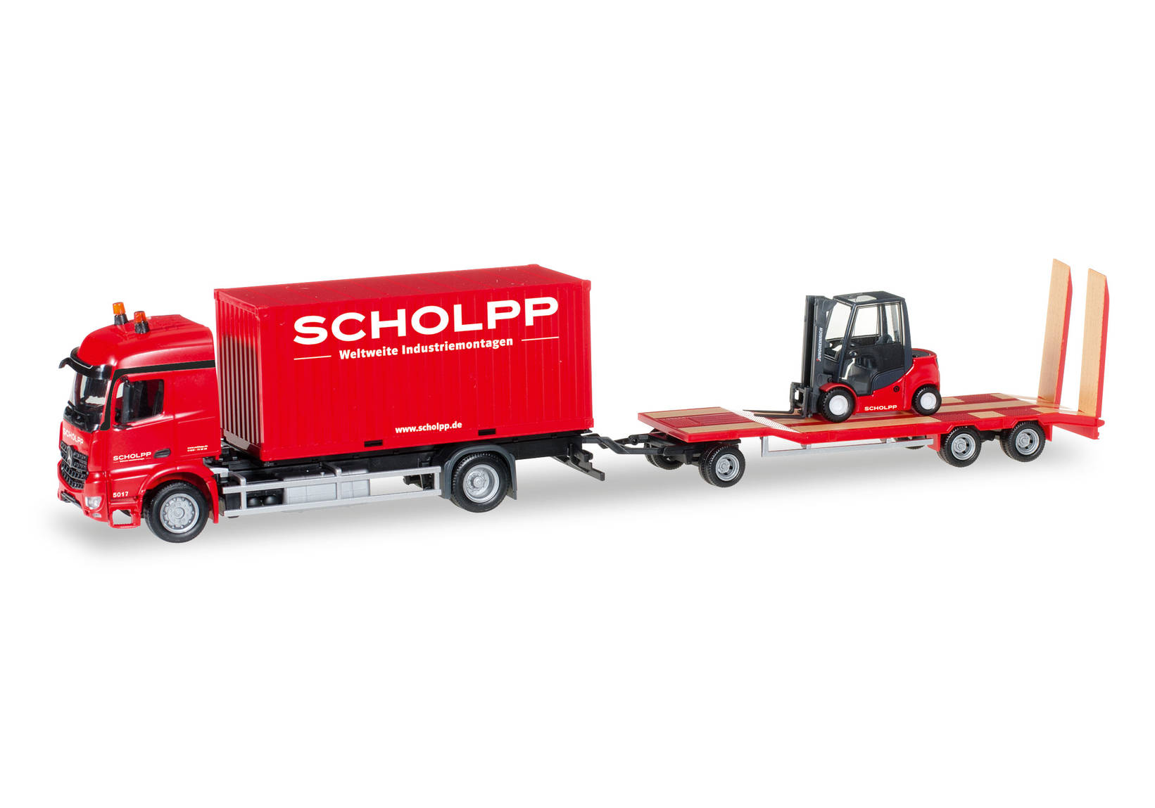 Mercedes-Benz Arocs Container-LKW mit TU3 und Gabelstapler "Scholpp"