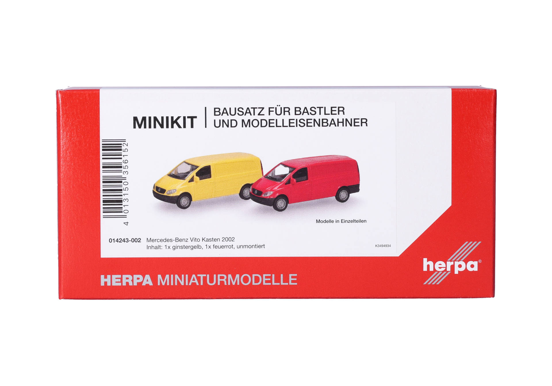 Herpa MiniKit: Mercedes-Benz Vito transporter, broom yellow/red