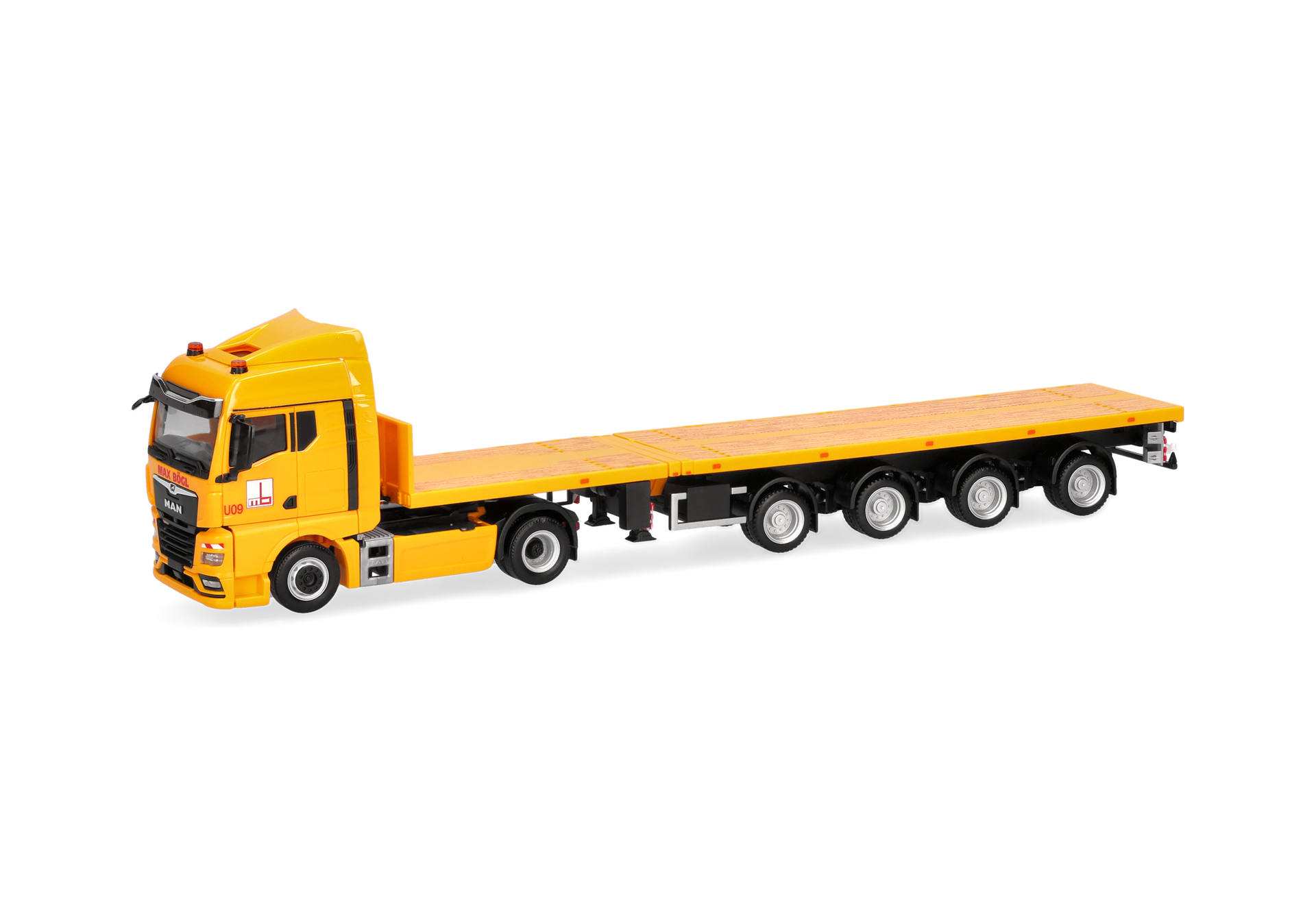 MAN TGX GM teletrailer semitrailer "Max Bögl" with loading