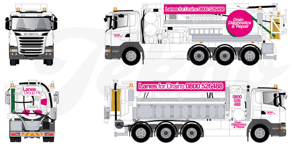 Scania P suction truck "Lanes Group"