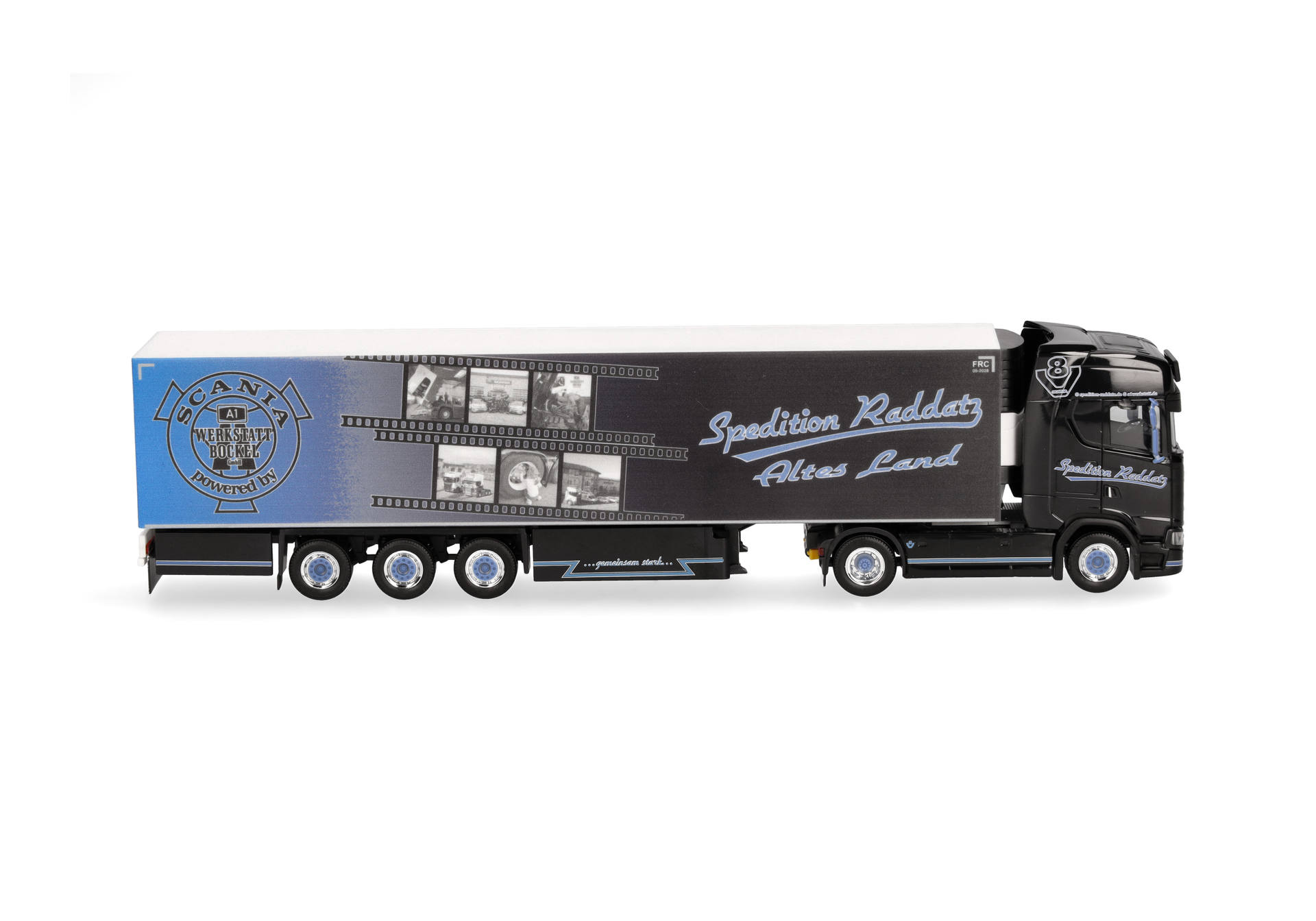 Scania CS 20 HD refrigerated box semitrailer truck "Spedition Raddatz" (Lower Saxony/Jork)
