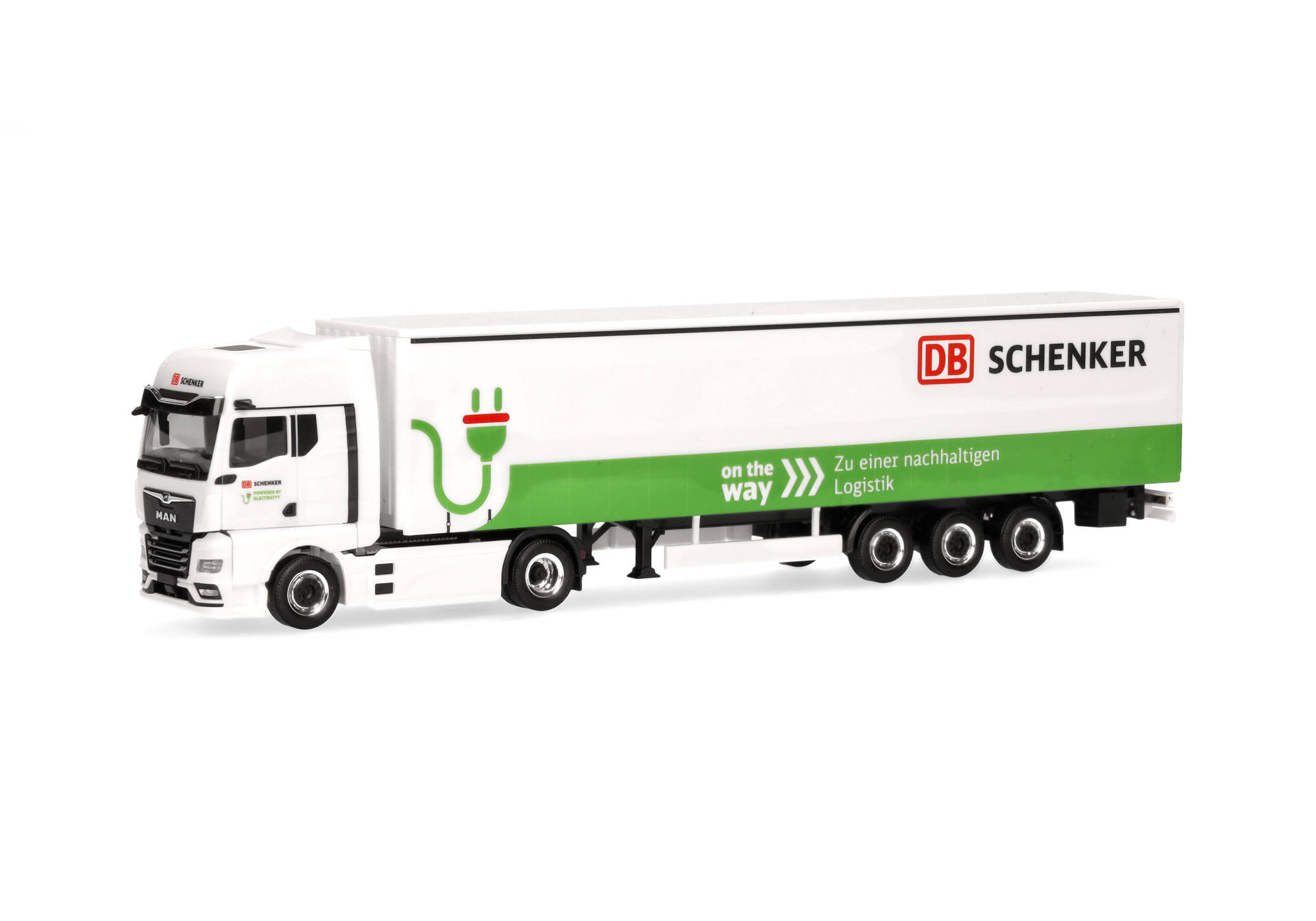 MAN eTGX GX curtain canvas semitrailer "DB Schenker"