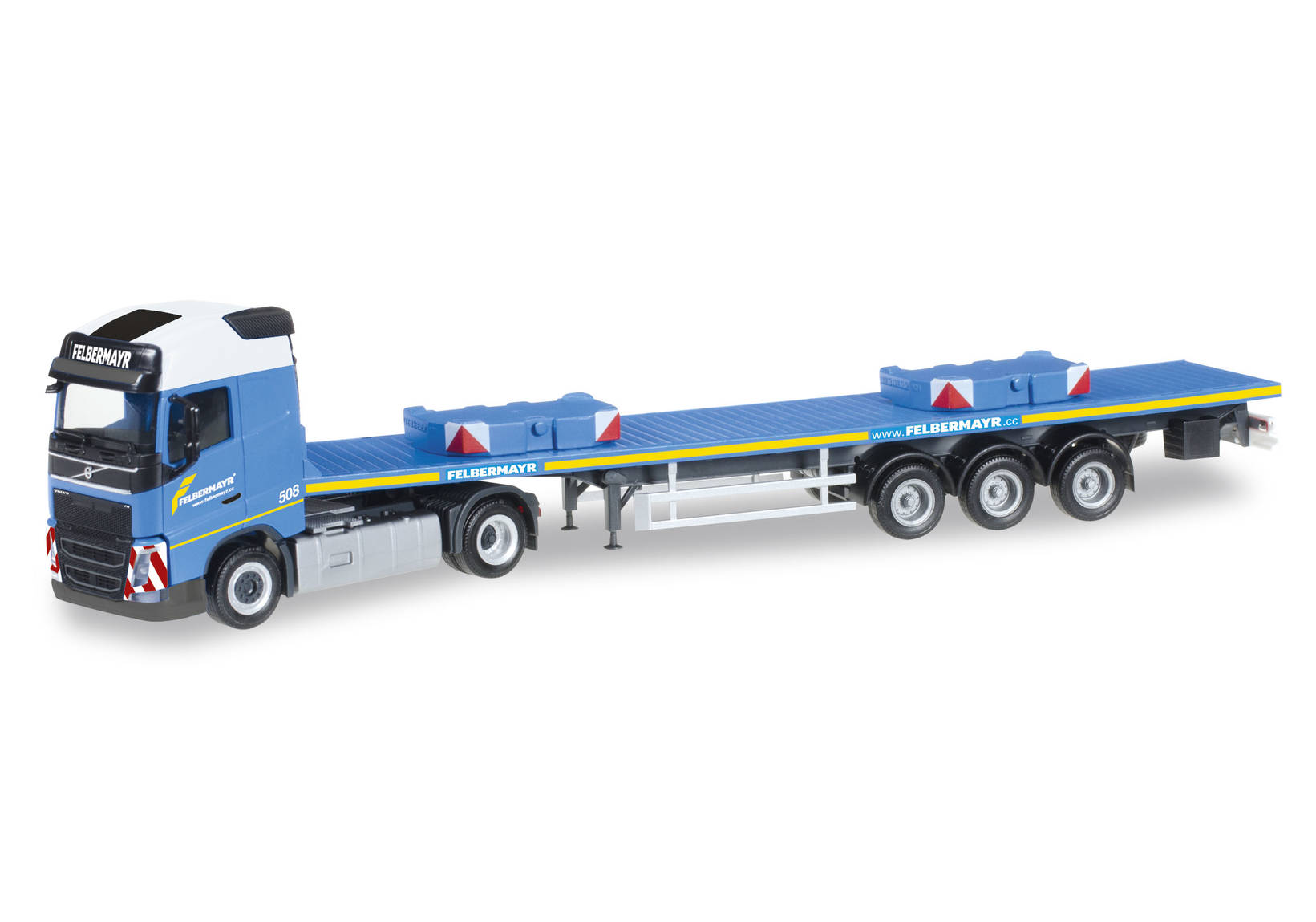 Volvo FH GL flatbed semitrailer with 2 Derrick ballast weights "Felbermayr" (A)