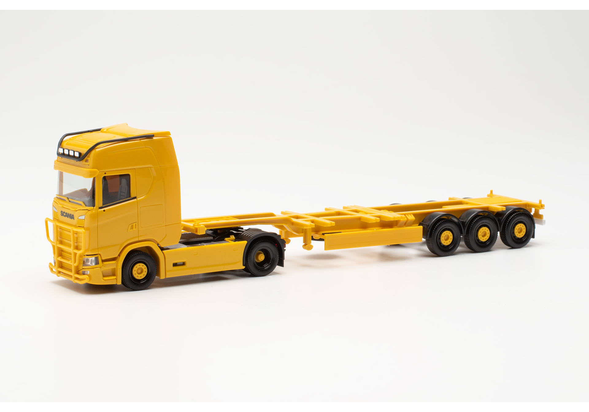 Scania CS 20 HD container semitrailer, yellow