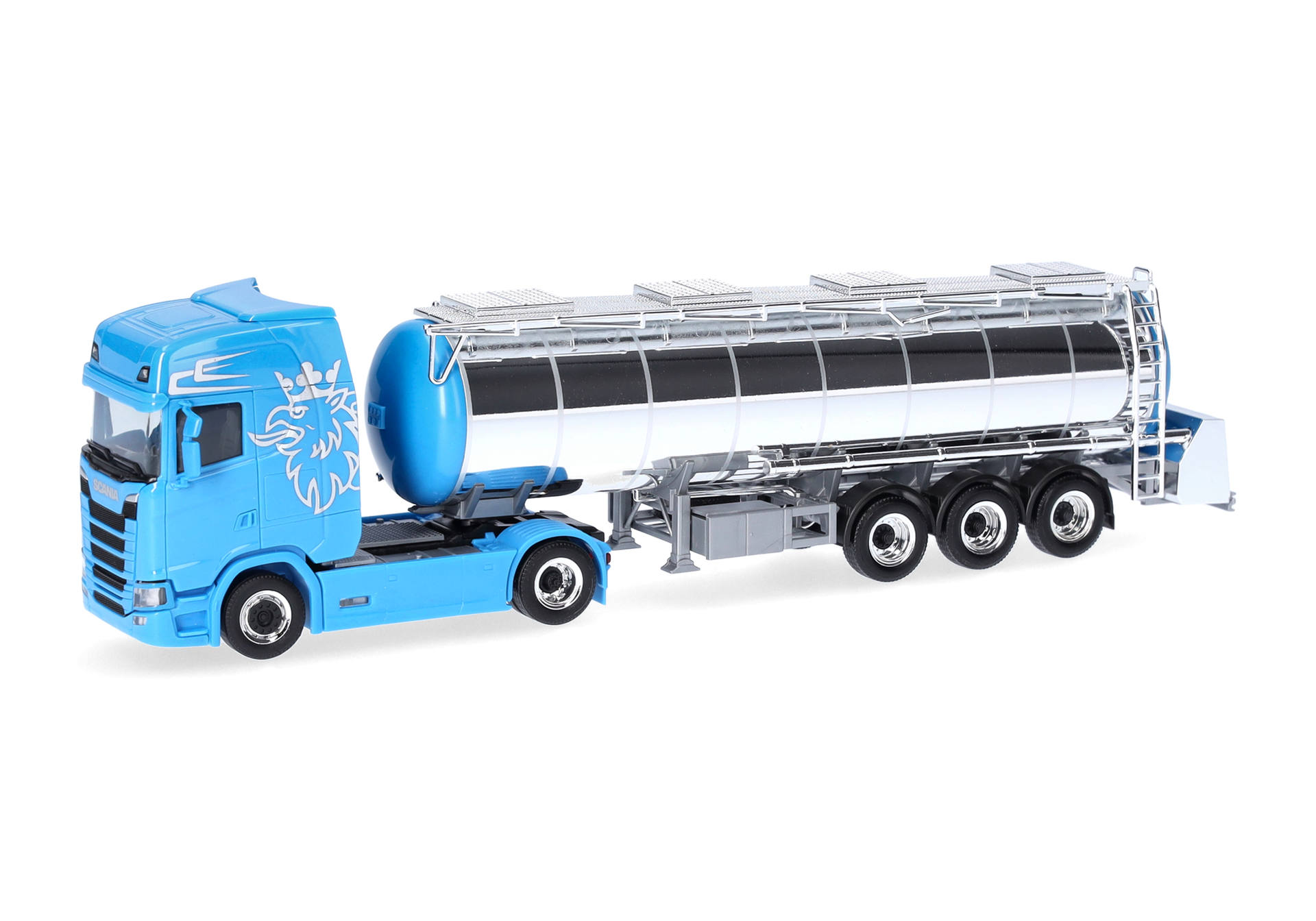 Scania CS 20 high roof food tank semitrailer, blue/silver