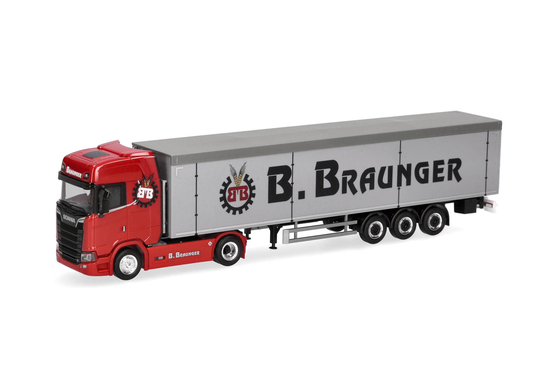 truck, tractor-trailer, semi-trailer, red cab, trailer