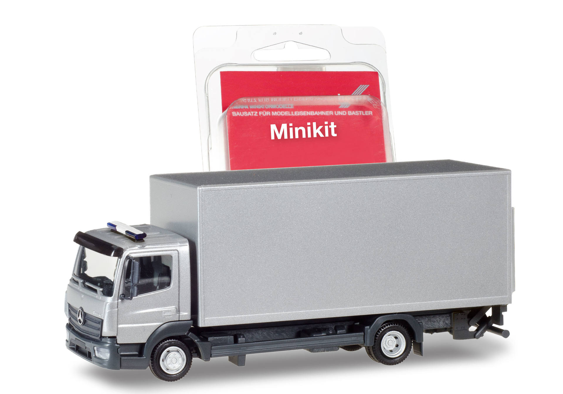Herpa MiniKit: Mercedes-Benz Atego box truck with liftgate, silver