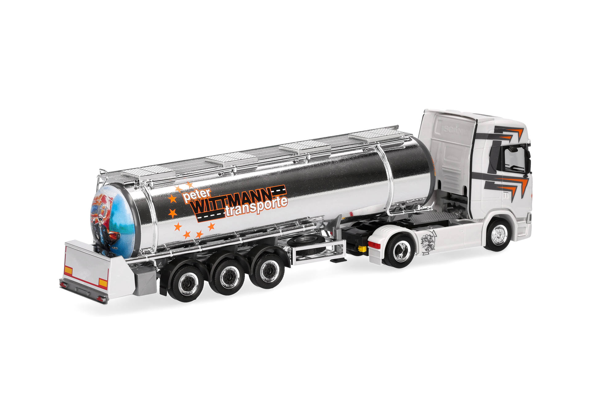 tanker, truck, metallic, semi-trailer, toy model