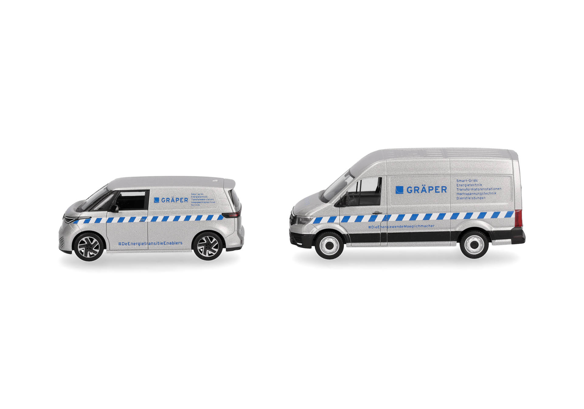 Set of 2: Volkswagen (VW) Crafter box high roof and VW ID.Buzz Cargo "Gräper"