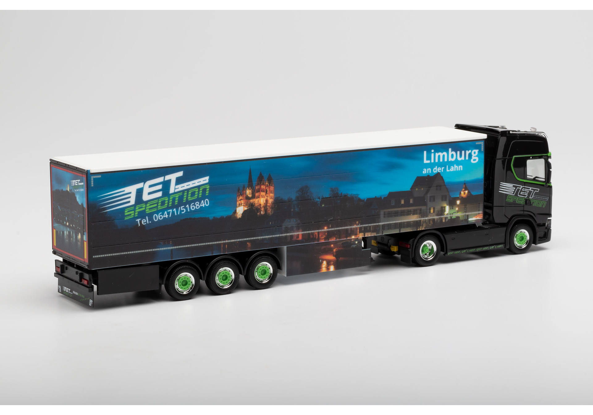Scania CS high roof curtain canvas semitrailer TET Weilburg / Limburg