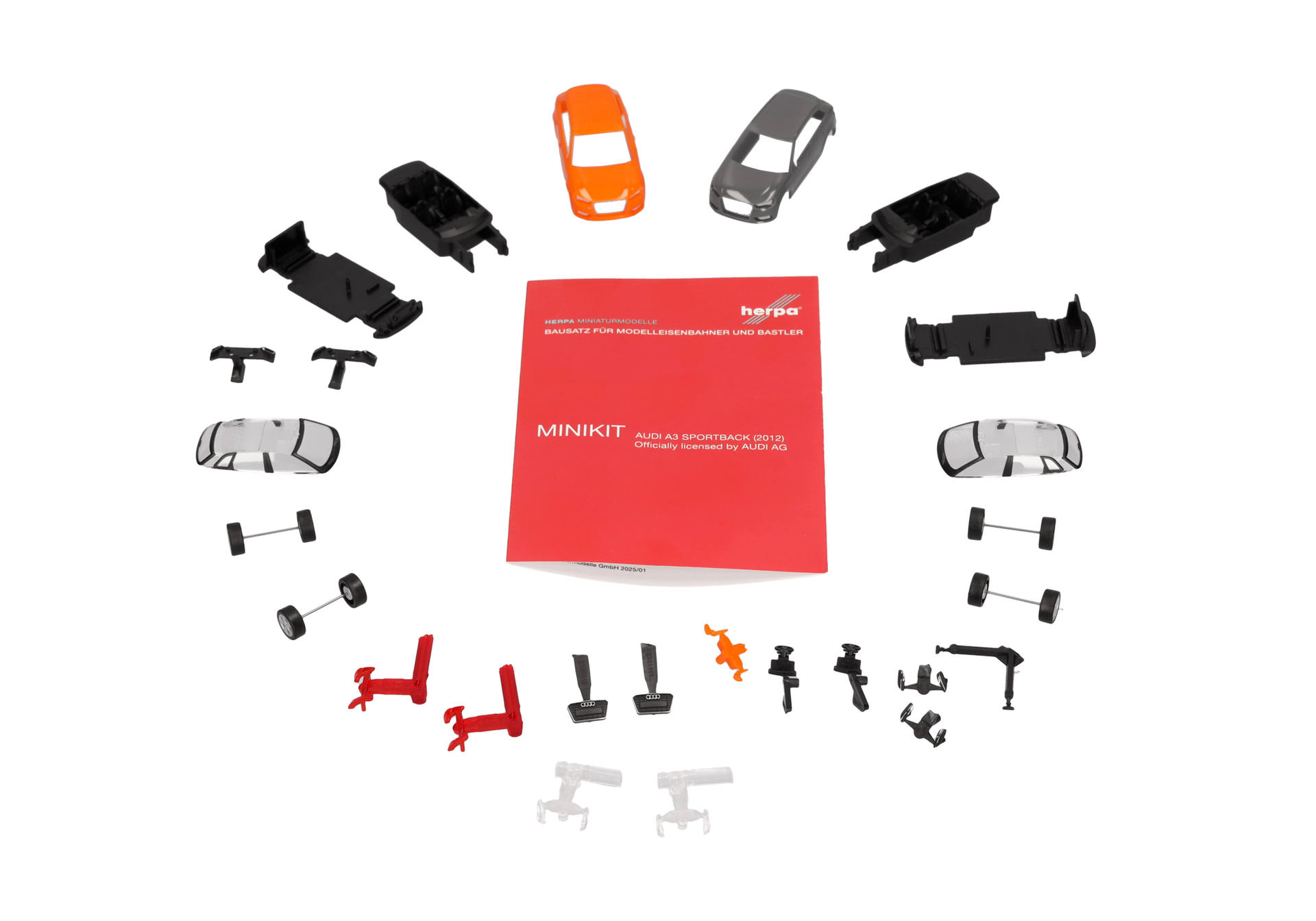 Herpa MiniKit: Audi A3 Sportback (2012) Glutorange und Nardograu, 2 Stück